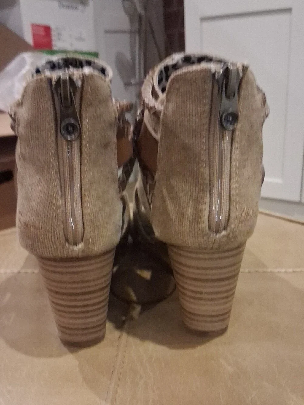 BLOWFISH Women's Tan Wedge Sandals with Braided Strap